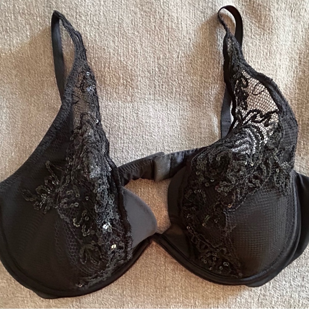 Victoria's Secret Black Sequin Lace Bra